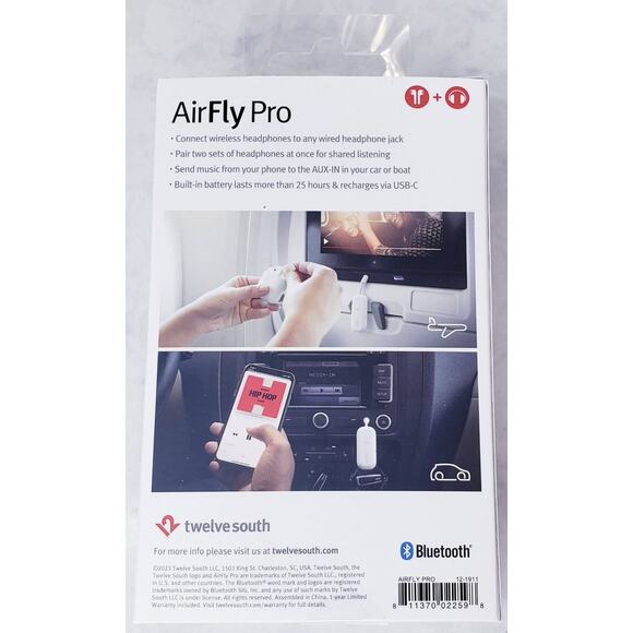 NIB Airfly Pro by Twelve South Wireless Audio Adapter Bluetooth 25+ Hour Battery - Picture 3 of 9